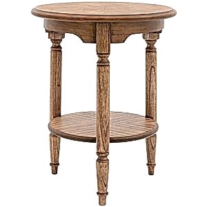 Highgrove Antiqued Brown Wood Round Side Table