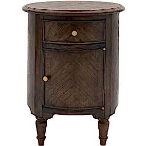 Madison Dark Wood Antiqued Round Drum Side Table