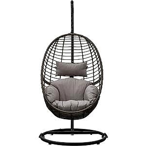 Adanero Hanging Chair Steel & Rattan Grey - 1 or 2 Seater