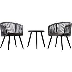 Cassis Garden 2 Chair and Table Set in Charcoal Grey 