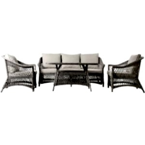 Menton Outdoor Country Furniture Set with Sofa, 2 Chairs & Table