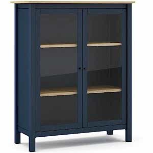 Lucena Two Door Display Cabinet - Blue and Waxed Pine