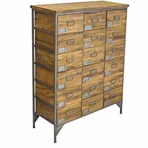 Industrial Vintage Apothecary 18 Drawer Wooden Chest