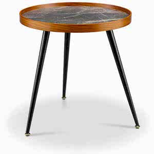 Jual Siena Round Side Lamp Table JF329 in Walnut & Black Marble