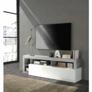 Florence TV Stand, One Door - White Gloss and Grey Finish