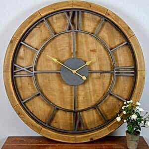 Oversized Large Wooden Roman Numerals Wall Clock