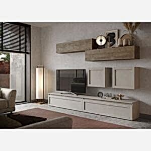Novara TV Stand and Wall Storage - Clay and Dark Oak Finish by Andrew Piggott Contemporary Furniture