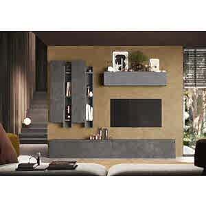 Novara TV Stand, Shelves and Wall Storage - Slate and Lead Finish by Andrew Piggott Contemporary Furniture