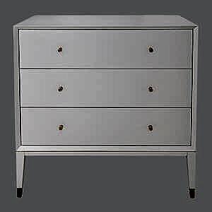 Aure White 3 Drawer Chest with Brass Accents