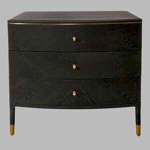 Vincent Dark Grey Wood 3 Drawer Chest with Brass Accents