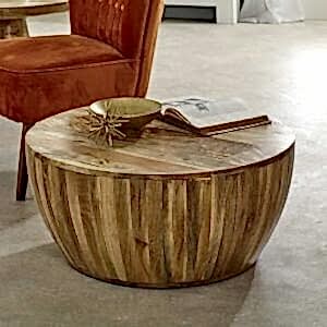Surrey Solid Wood Drum Coffee Table by Indian Hub