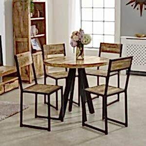 Surrey Round Dining Table 4 Seater Solid Mango Wood with Metal Legs