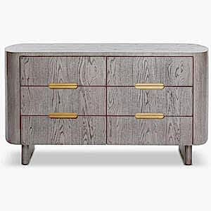 Lettos Mid-Century Chest Of 6 Drawer in Brushed Brown Oak or Silver Black Oak