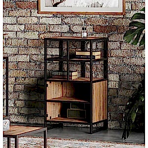 Ooki Reclaimed Wood & Black Steel Shelving Unit Modular Tall Open
