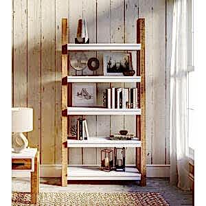 Trinity Reclaimed Wood & White Large Bookcase Open