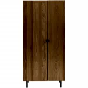 Forester Oak & Black Metal 2 Door Wardrobe