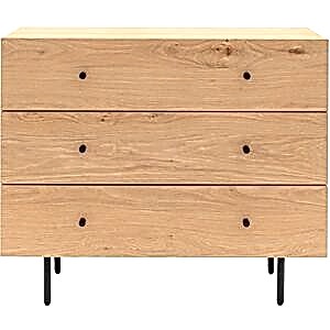 Forester Oak & Black Metal 3 Drawer Chest