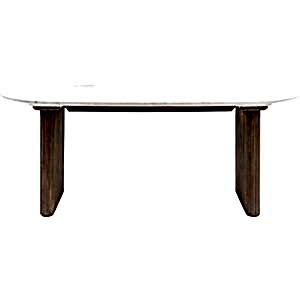 Marmo Ribbed Mango Wood Dining Table with White Marble Top - Rectangular or Round