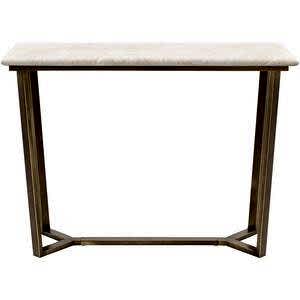 Moderna Travertine Effect & Brass Rectangular Console Table