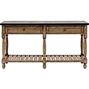 Vancouver American Pine 2 Drawer Console Dark Grey Marble Top