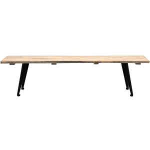 Ponza Outdoor Urban Dining Bench with Wood and Black Metal Legs