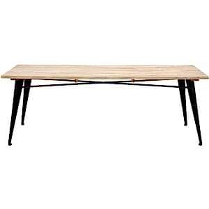 Ponza Outdoor Urban Rectangular Dining Table in Wood and Black Metal Legs
