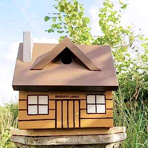 Log Cabin Bird Box with Personalised Text