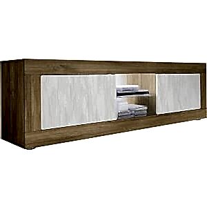 Urbino TV Stand, Two Door - Dark Oak and Matt White Finish