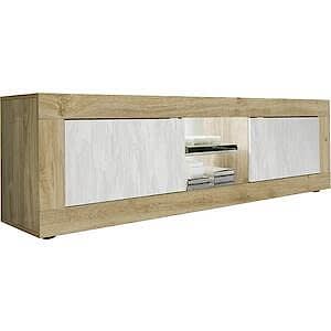 Urbino TV Stand, Two Door - Light Oak and Matt White Finish