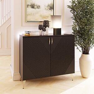 Frank Olsen AVA LED and Wireless Charging Tall Sideboard - Midnight Black