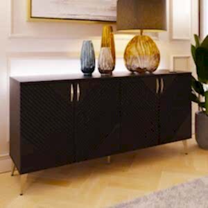 Frank Olsen AVA LED Mood Lighting 4 Door Sideboard - Midnight Black