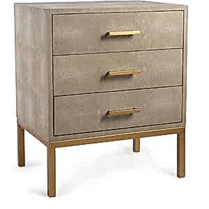 Jasper Large Faux Shagreen Bedside Table in Cream with 3 Drawers 