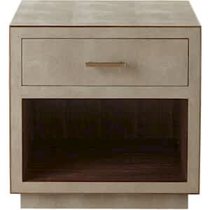 Fitz Faux Shagreen Bedside Table in Cream with 1 Drawer
