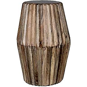 Hudson Carved Solid Mango Wood Round Side Table 