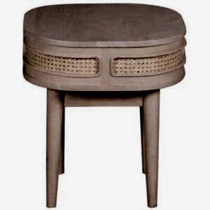 Valencia Solid Mango Wood & Cane Bedside Table 