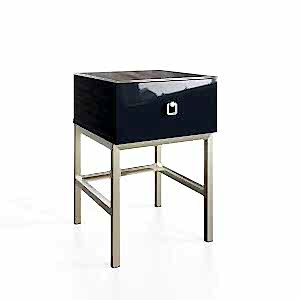 Frank Olsen LYRA 1 Drawer Lamp Table in Midnight Onyx Off-Black with LED Mood Lighting