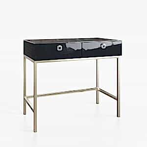Frank Olsen LYRA 2 Drawer Console Table in Midnight Onyx Off-Black with LED Mood Lighting