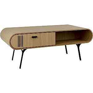 Milano Retro Curved Oak Coffee Table 2 Door JF102