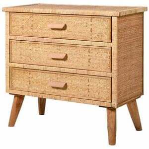 Natural Rattan 3 Drawer Slim Chest of Drawers