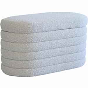 Ofali Oval Storage Ottoman in Cream Boucle 