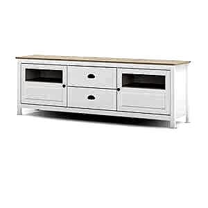 Lucena Two Door / Two Drawer TV Stand - White & Waxed Pine