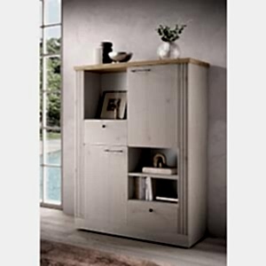 Capri Bookcase & Storage - Ivory & Natural Oak Finish