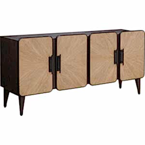 Renzo Art Deco 4 Door Sideboard in Oak & Iron