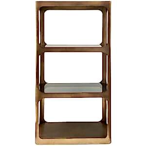 Alton Iron & Glass Geometric Shelving Unit in Dark Gold Finish