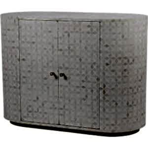 Basalt Art Deco Bone Inlay Patterned 2 Door Cabinet