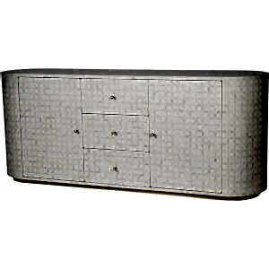 Basalt Art Deco Bone Inlay Patterned Sideboard 2 Door 3 Drawer