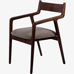 Monterey Retro Dark Wood Dining Chair with Natural Sage Upholstery