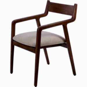 Monterey Retro Dark Wood Dining Chair with Beige Upholstery