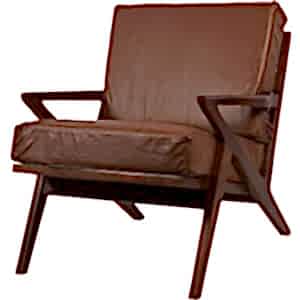 Daisy Deco Dark Wood Upholstered Brown Leather Armchair
