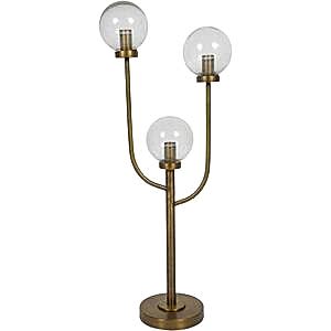 Goodley Three Globe Antique Brass Table Lamp